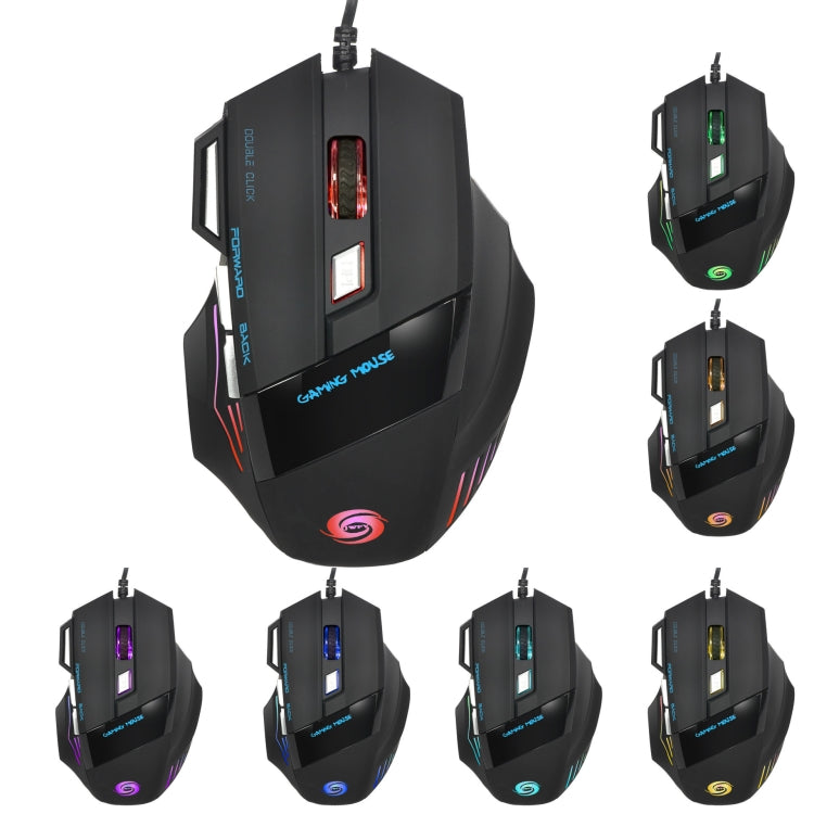 HXSJ A868 7-Keys Colorful Luminous Wired Mouse with Fire Button - Wired Mice by HXSJ | Online Shopping South Africa | PMC TechLife | Buy Now Pay Later Mobicred