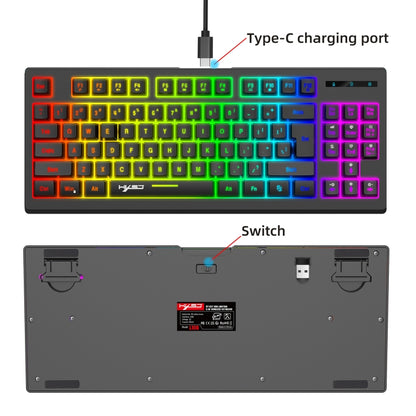 HXSJ L100 87 Keys RGB Backlit Film 2.4G Wireless Keyboard(Black) - Wireless Keyboard by HXSJ | Online Shopping South Africa | PMC Jewellery