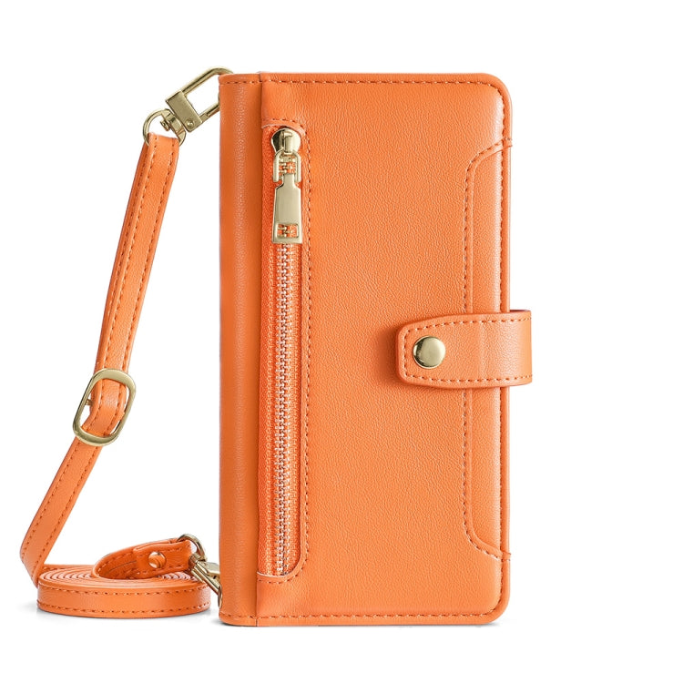 For Honor X8A Sheep Texture Cross-body Zipper Wallet Leather Phone Case(Orange) - Honor Cases by PMC TechLife | Online Shopping South Africa | PMC TechLife | Buy Now Pay Later Mobicred