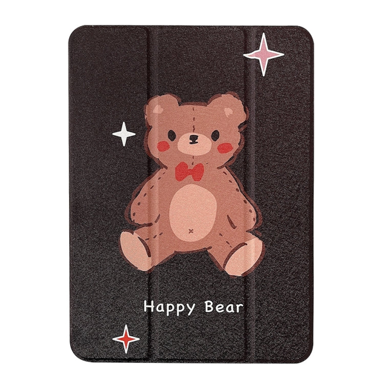 For iPad Air 11 2024 / iPad Pro 11 2022 / 2021 / 2020 / 2018 Acrylic Painted 3-fold Holder Leather Tablet Case(Happy Bear) - iPad Pro 11 (2022/2021) Cases by PMC Jewellery | Online Shopping South Africa | PMC Jewellery | Buy Now Pay Later Mobicred