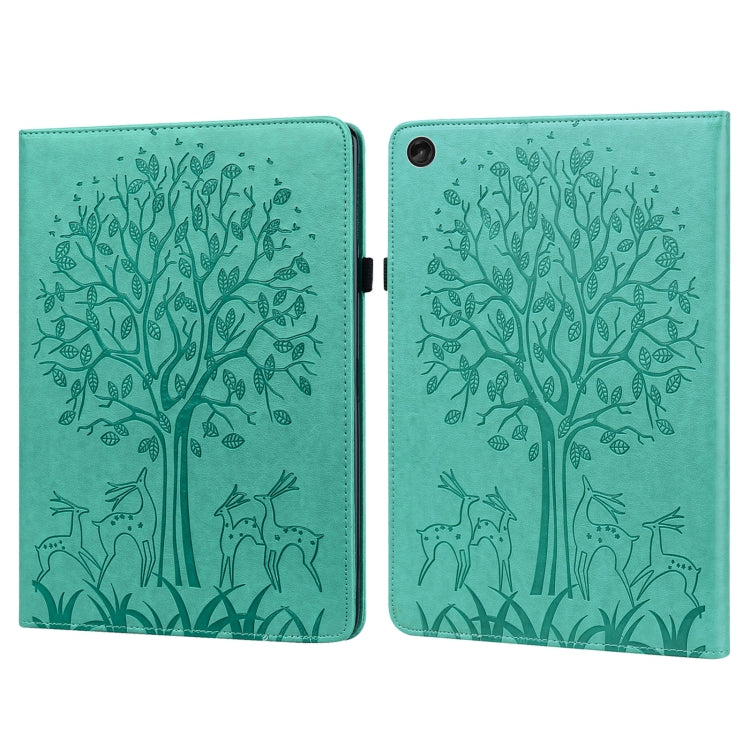 For Lenovo Tab M10 3rd Gen Tree & Deer Pattern Embossed Leather Tablet Case(Green) - Lenovo by PMC TechLife | Online Shopping South Africa | PMC TechLife | Buy Now Pay Later Mobicred