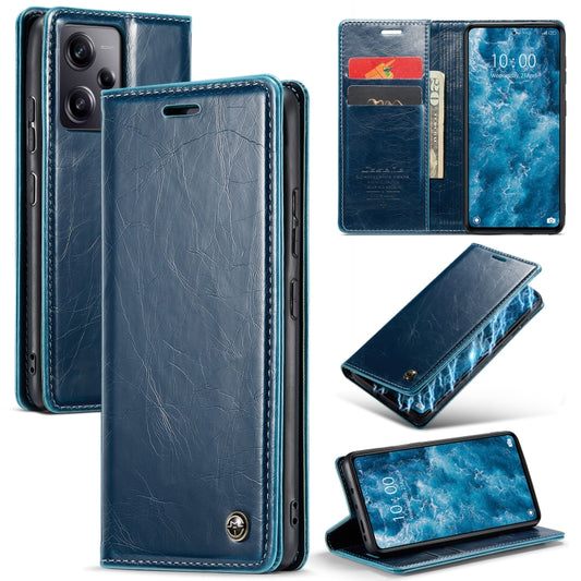 For Xiaomi Redmi Note 12 Pro 5G / Poco X5 Pro CaseMe 003 Crazy Horse Texture Leather Phone Case(Blue) - Xiaomi Cases by CaseMe | Online Shopping South Africa | PMC Jewellery | Buy Now Pay Later Mobicred