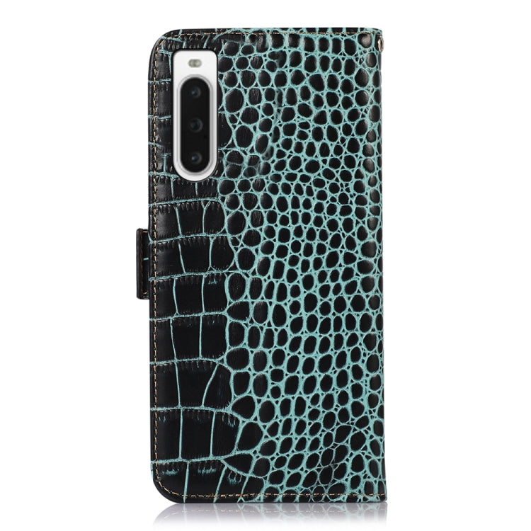 For Sony Xperia 10 V Crocodile Top Layer Cowhide Leather Phone Case(Green) - Sony Cases by PMC TechLife | Online Shopping South Africa | PMC TechLife | Buy Now Pay Later Mobicred
