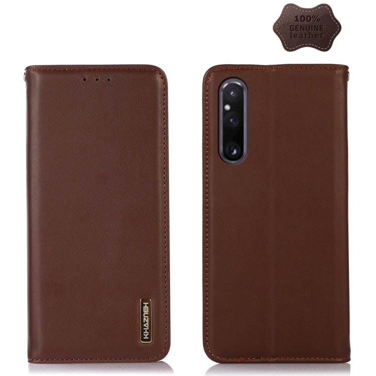 For Sony Xperia 1 V KHAZNEH Nappa Top Layer Cowhide Leather Phone Case(Brown) - Sony Cases by PMC TechLife | Online Shopping South Africa | PMC TechLife | Buy Now Pay Later Mobicred