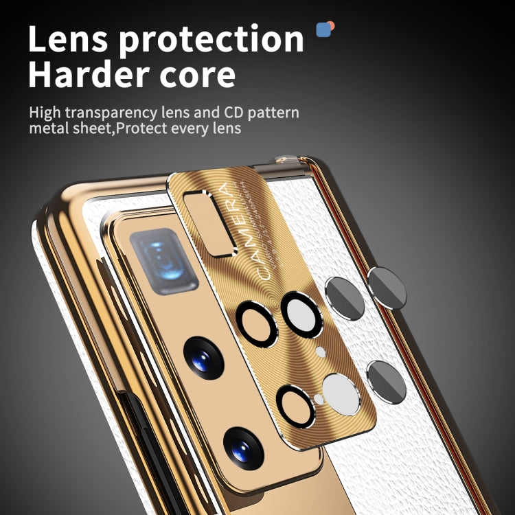 For Huawei Mate X2 Litchi Pattern Magnetic Shell Film Integrated Shockproof Phone Case(Silver Gold) - Huawei Cases by PMC TechLife | Online Shopping South Africa | PMC TechLife | Buy Now Pay Later Mobicred