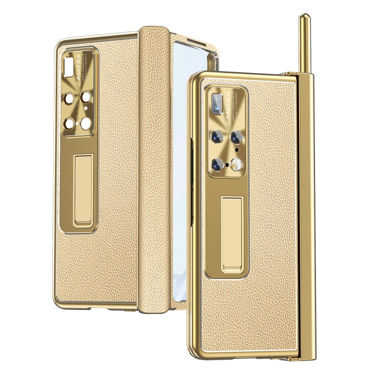 For Huawei Mate X2 Litchi Pattern Magnetic Shell Film Integrated Shockproof Phone Case(Champagne Gold) - Huawei Cases by PMC TechLife | Online Shopping South Africa | PMC TechLife | Buy Now Pay Later Mobicred