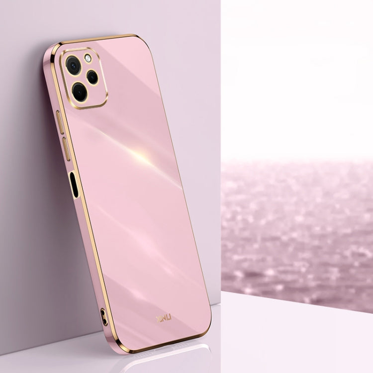 For Huawei nova Y61 XINLI Straight Edge 6D Electroplate TPU Phone Case(Cherry Purple) - Huawei Cases by XINLI | Online Shopping South Africa | PMC TechLife | Buy Now Pay Later Mobicred