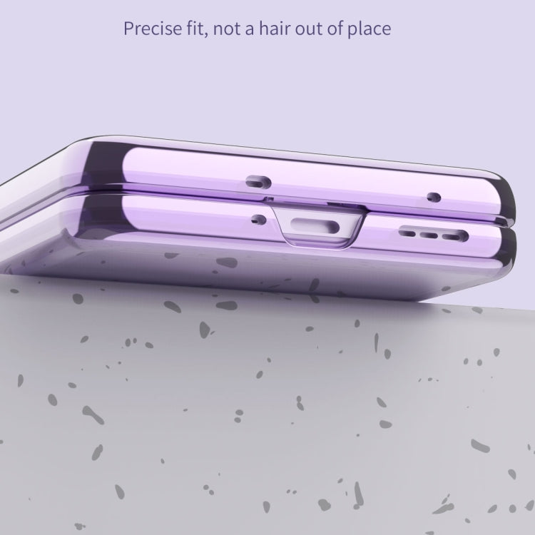 For OPPO Find N2 Flip Electroplating Frame Transparent Phone Case with Ring(Purple) - Find N2 Flip Cases by PMC TechLife | Online Shopping South Africa | PMC TechLife | Buy Now Pay Later Mobicred