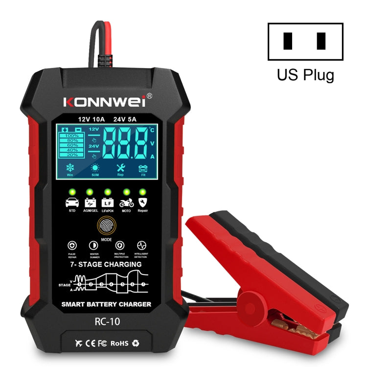 KONNWEI RC-10 2 inch Car Battery Charger Battery Pulse Repair Tool, Plug Type:US Plug - free shipping - PMC TechLife - Order now!