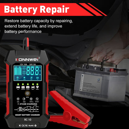 KONNWEI RC-10 2 inch Car Battery Charger Battery Pulse Repair Tool, Plug Type:US Plug - Battery Charger by KONNWEI | Online Shopping South Africa | PMC Jewellery | Buy Now Pay Later Mobicred