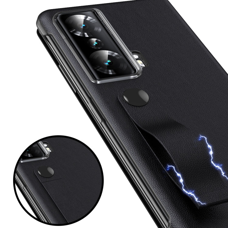 For Honor Magic Vs Side Window View Smart Litchi Pattern Leather Phone Case with Hand Strap(Red) - free shipping - PMC TechLife - Order now!