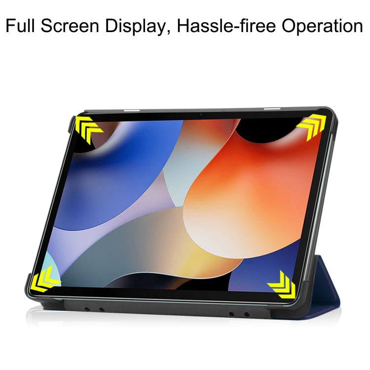 For Blackview Oscal Pad 10 Custer Pure Color 3-Fold Holder Smart Leather Tablet Case(Dark Blue) - Others by PMC Jewellery | Online Shopping South Africa | PMC Jewellery | Buy Now Pay Later Mobicred