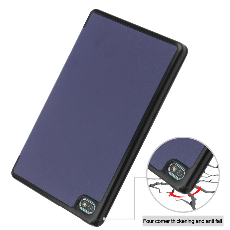 For Blackview Oscal Pad 10 Custer Pure Color 3-Fold Holder Smart Leather Tablet Case(Dark Blue) - Others by PMC TechLife | Online Shopping South Africa | PMC TechLife | Buy Now Pay Later Mobicred