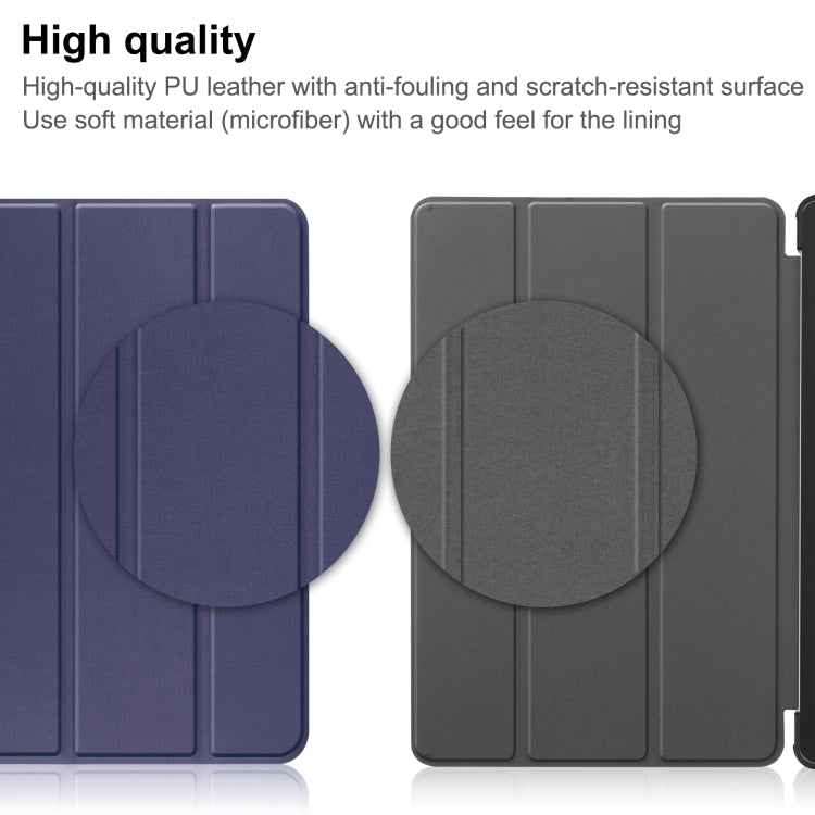 For Blackview Oscal Pad 10 Custer Pure Color 3-Fold Holder Smart Leather Tablet Case(Dark Blue) - Others by PMC TechLife | Online Shopping South Africa | PMC TechLife | Buy Now Pay Later Mobicred