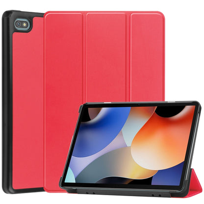 For Blackview Oscal Pad 10 Custer Pure Color 3-Fold Holder Smart Leather Tablet Case(Red) - Others by PMC Jewellery | Online Shopping South Africa | PMC Jewellery | Buy Now Pay Later Mobicred