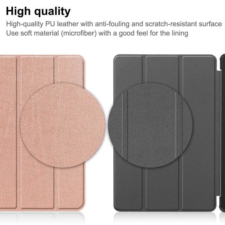 For Blackview Oscal Pad 10 Custer Pure Color 3-Fold Holder Smart Leather Tablet Case(Rose Gold) - Others by PMC TechLife | Online Shopping South Africa | PMC TechLife | Buy Now Pay Later Mobicred