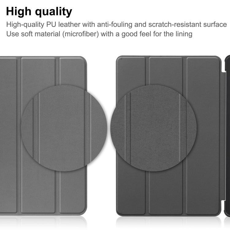 For Blackview Oscal Pad 10 Custer Pure Color 3-Fold Holder Smart Leather Tablet Case(Grey) - Others by PMC TechLife | Online Shopping South Africa | PMC TechLife | Buy Now Pay Later Mobicred