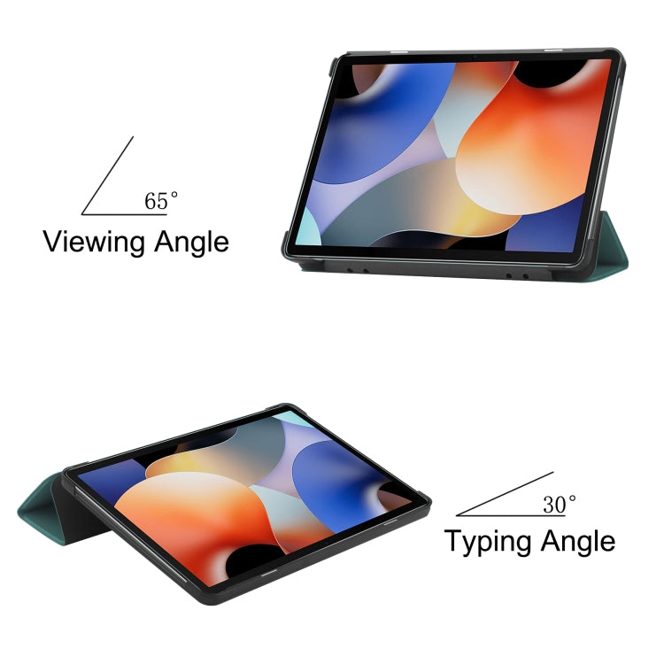For Blackview Oscal Pad 10 Custer Pure Color 3-Fold Holder Smart Leather Tablet Case(Dark Green) - Others by PMC TechLife | Online Shopping South Africa | PMC TechLife | Buy Now Pay Later Mobicred