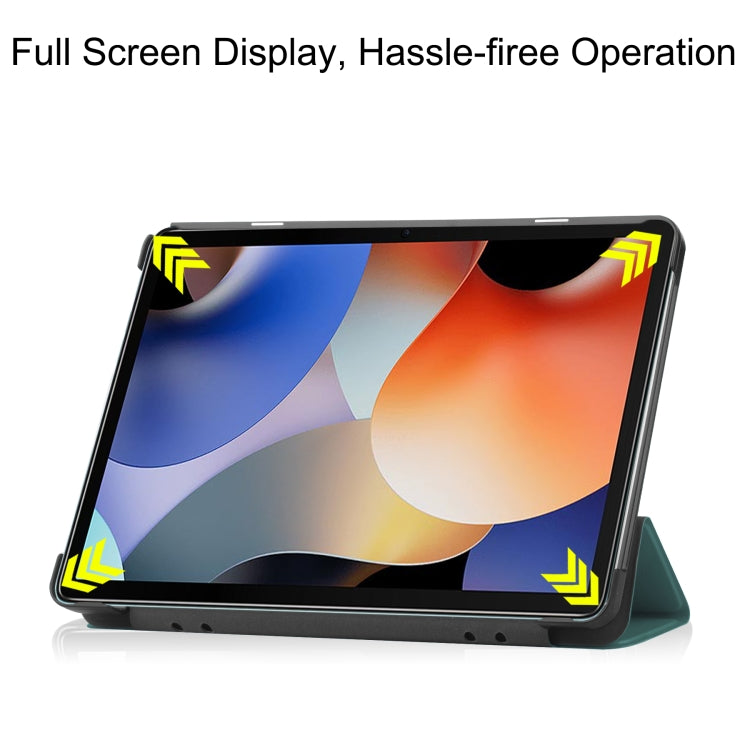 For Blackview Oscal Pad 10 Custer Pure Color 3-Fold Holder Smart Leather Tablet Case(Dark Green) - Others by PMC TechLife | Online Shopping South Africa | PMC TechLife | Buy Now Pay Later Mobicred