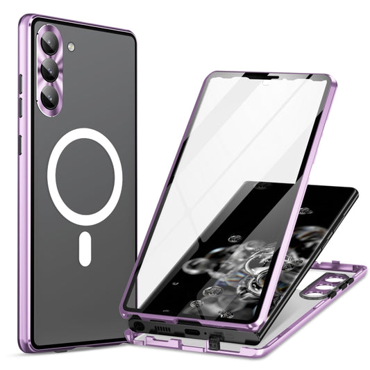 For Samsung Galaxy S24 5G HD Full Cover Magsafe Magnetic Metal Tempered Glass Phone Case(Purple) - Galaxy S24 5G Cases by PMC Jewellery | Online Shopping South Africa | PMC Jewellery | Buy Now Pay Later Mobicred