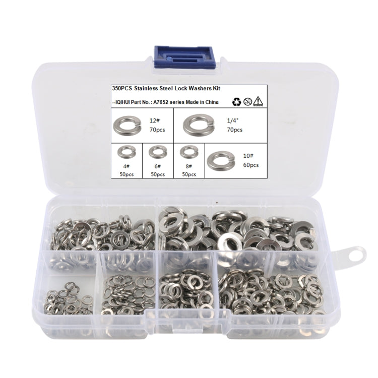 A7652 350 in 1 6 Sizes 304 Stainless Steel Split Lock Spring Washer Kit - Booster Cable & Clip by PMC Jewellery | Online Shopping South Africa | PMC Jewellery | Buy Now Pay Later Mobicred