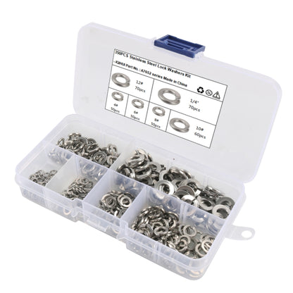 A7652 350 in 1 6 Sizes 304 Stainless Steel Split Lock Spring Washer Kit - Booster Cable & Clip by PMC Jewellery | Online Shopping South Africa | PMC Jewellery | Buy Now Pay Later Mobicred