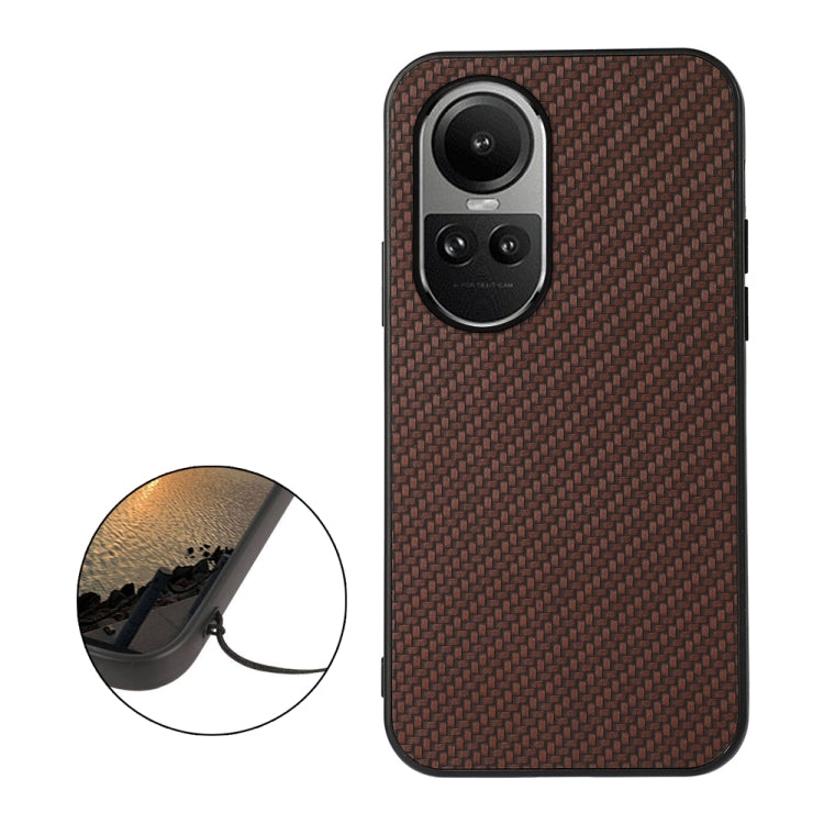 For OPPO Reno10 Global / 10 Pro Global Carbon Fiber Texture Shockproof Phone Case(Brown) - OPPO Cases by PMC TechLife | Online Shopping South Africa | PMC TechLife | Buy Now Pay Later Mobicred