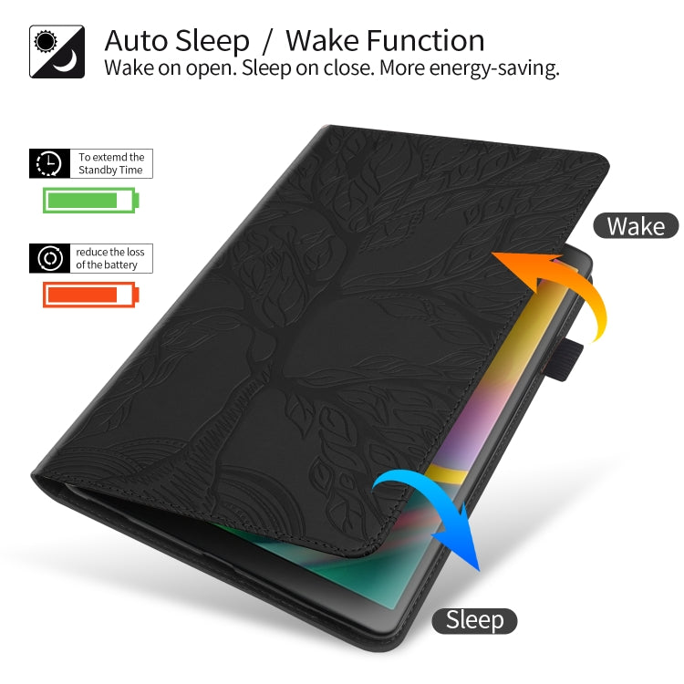 For Huawei Matepad SE 10.4 2022 Life Tree Embossed Flip Leather Tablet Case(Black) - Huawei by PMC TechLife | Online Shopping South Africa | PMC TechLife | Buy Now Pay Later Mobicred