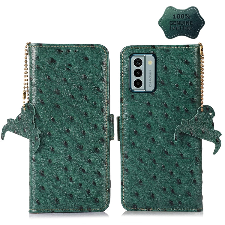 For Nokia G22 4G Ostrich Pattern Genuine Leather RFID Phone Case(Green) - Nokia Cases by PMC TechLife | Online Shopping South Africa | PMC TechLife | Buy Now Pay Later Mobicred