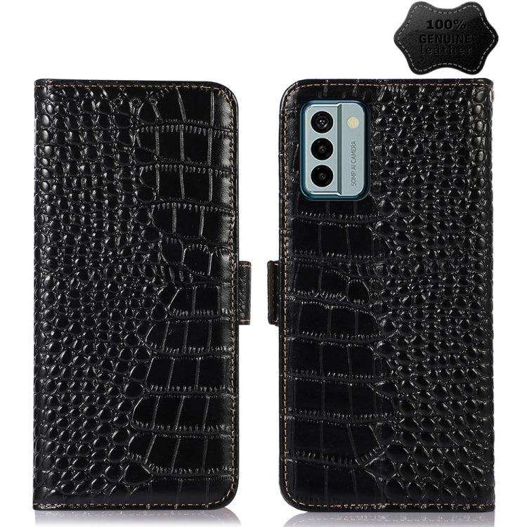 For Nokia G22 4G Crocodile Top Layer Cowhide Leather Phone Case(Black) - Nokia Cases by PMC TechLife | Online Shopping South Africa | PMC TechLife | Buy Now Pay Later Mobicred