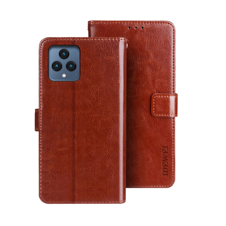 For T-Mobile REVVL 6 5G idewei Crazy Horse Texture Leather Phone Case with Holder(Brown) - More Brand by idewei | Online Shopping South Africa | PMC Jewellery | Buy Now Pay Later Mobicred