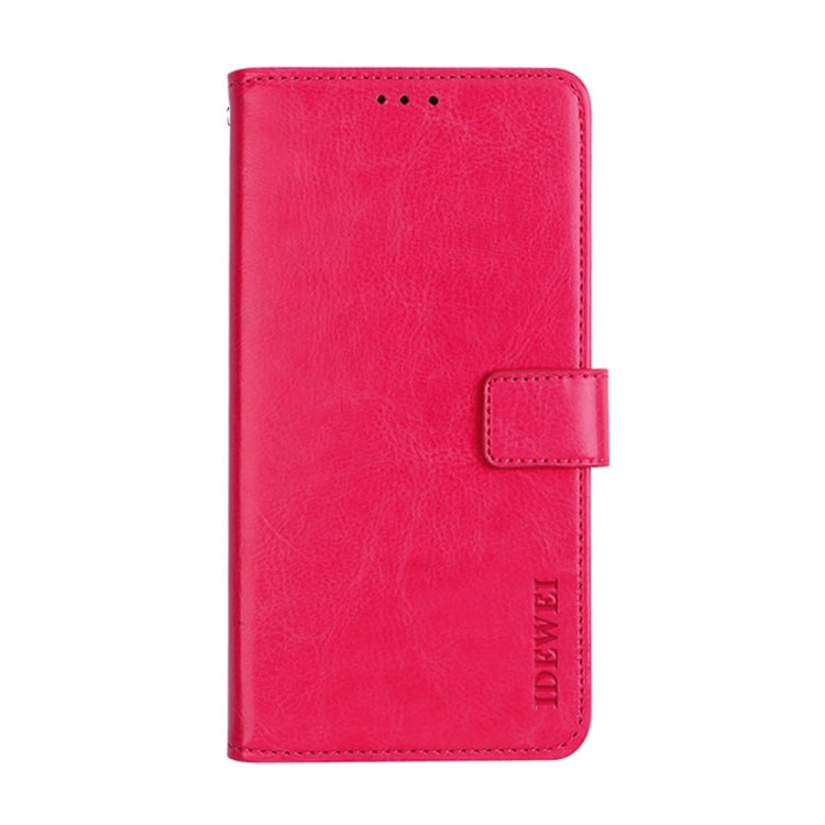 For Sharp Rouvo V idewei Crazy Horse Texture Leather Phone Case with Holder(Rose Red) - Leather Bag by idewei | Online Shopping South Africa | PMC Jewellery | Buy Now Pay Later Mobicred