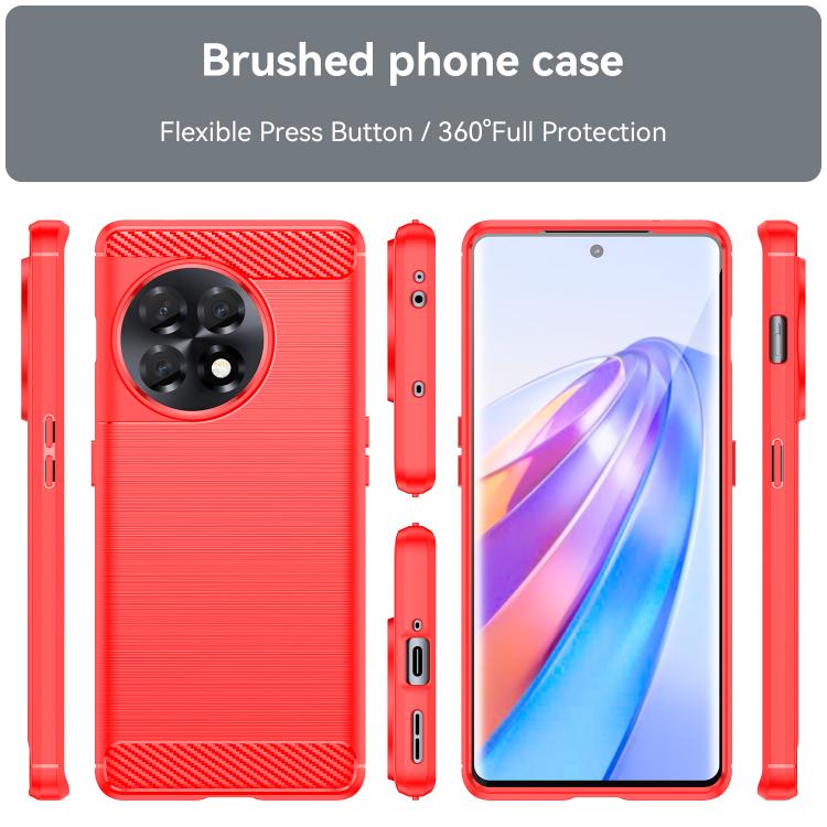 For OnePlus 11R Brushed Texture Carbon Fiber TPU Phone Case(Red) - free shipping - PMC TechLife - Order now!