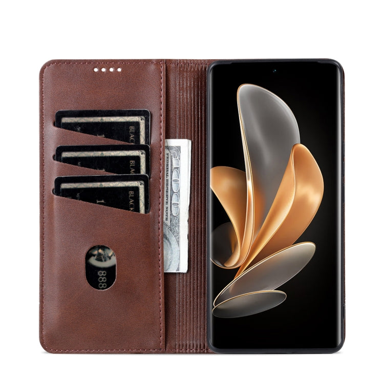 For Honor Magic6 AZNS Magnetic Calf Texture Flip Leather Phone Case(Dark Brown) - Honor Cases by AZNS | Online Shopping South Africa | PMC Jewellery | Buy Now Pay Later Mobicred