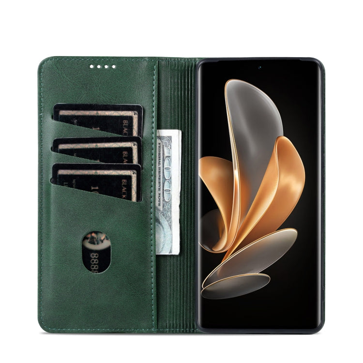 For Honor Magic6 Lite 5G/X9b AZNS Magnetic Calf Texture Flip Leather Phone Case(Dark Green) - Honor Cases by AZNS | Online Shopping South Africa | PMC Jewellery | Buy Now Pay Later Mobicred