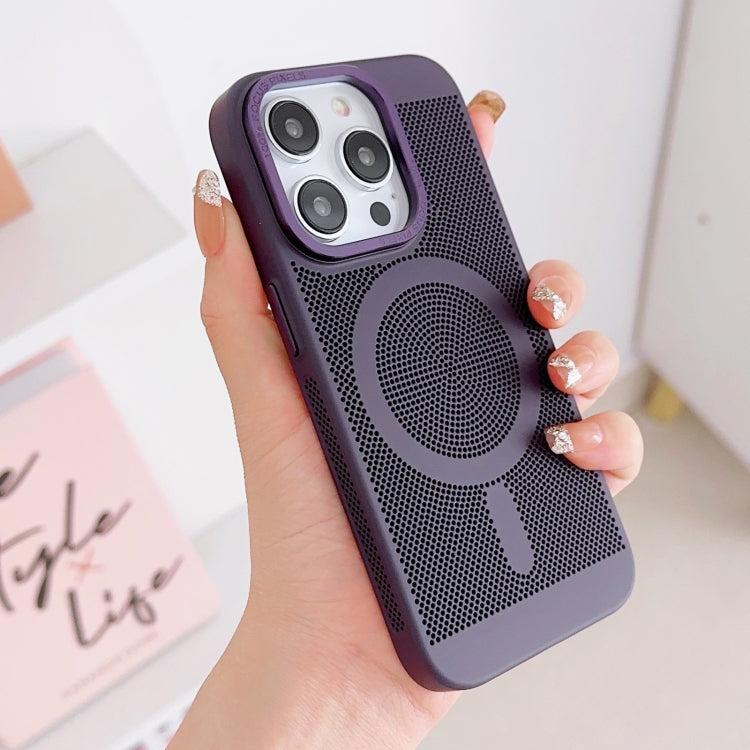 For iPhone 13 Grid Cooling MagSafe Magnetic Phone Case(Dark Purple) - iPhone 13 Cases by PMC TechLife | Online Shopping South Africa | PMC TechLife