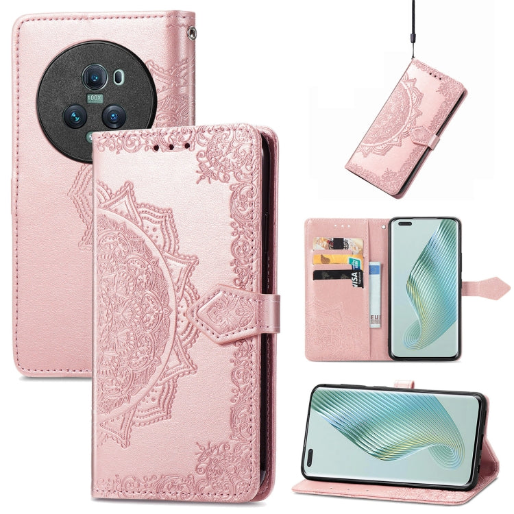 For Honor Magic5 Pro Mandala Flower Embossed Leather Phone Case(Rose Gold) - Honor Cases by PMC TechLife | Online Shopping South Africa | PMC TechLife | Buy Now Pay Later Mobicred