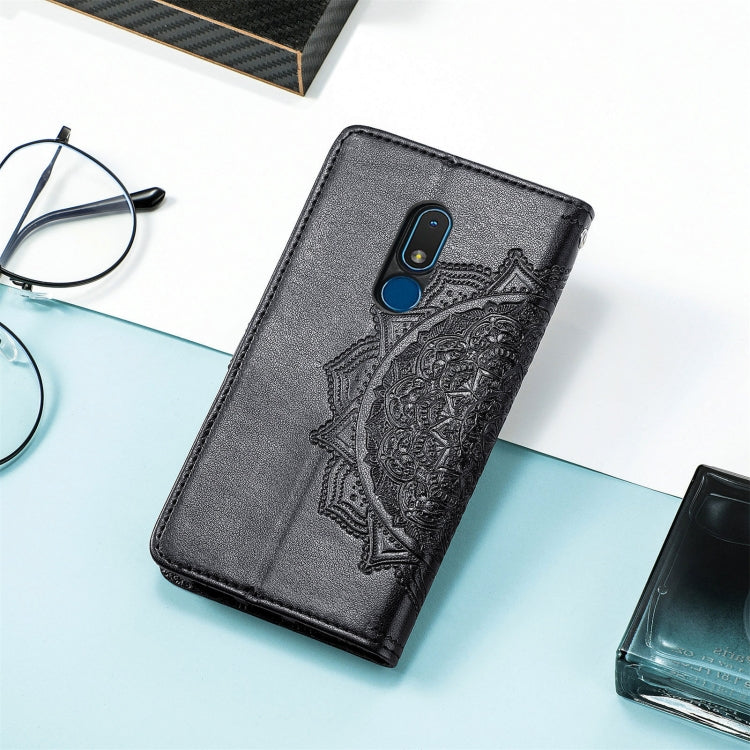 For Nokia C3 Mandala Flower Embossed Leather Phone Case(Black) - Nokia Cases by PMC TechLife | Online Shopping South Africa | PMC TechLife | Buy Now Pay Later Mobicred