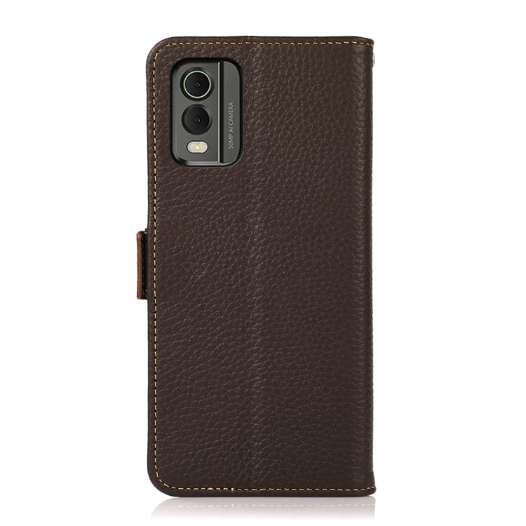For Nokia C32 KHAZNEH Side-Magnetic Litchi Genuine Leather RFID Phone Case(Brown) - free shipping - PMC TechLife - Order now!