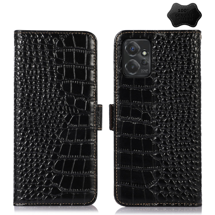 For Motorola Moto G Power 2023 Crocodile Top Layer Cowhide Leather Phone Case(Black) - Motorola Cases by PMC TechLife | Online Shopping South Africa | PMC TechLife | Buy Now Pay Later Mobicred
