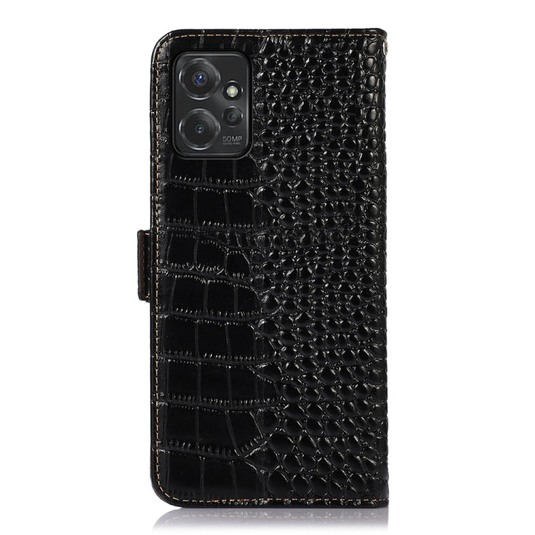 For Motorola Moto G Power 2023 Crocodile Top Layer Cowhide Leather Phone Case(Black) - Motorola Cases by PMC TechLife | Online Shopping South Africa | PMC TechLife | Buy Now Pay Later Mobicred