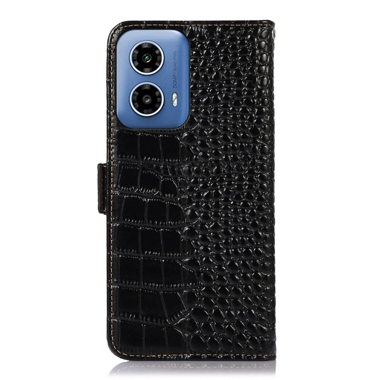 For Motorola Moto G34 Crocodile Top Layer Cowhide Leather Phone Case(Black) - free shipping - PMC TechLife - Order now!