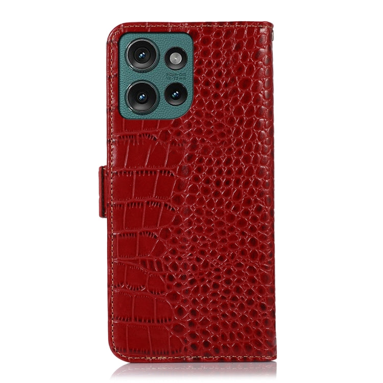 For Motorola Edge 50 Global Crocodile Top Layer Cowhide Leather Phone Case(Red) - Motorola Cases by PMC TechLife | Online Shopping South Africa | PMC TechLife | Buy Now Pay Later Mobicred