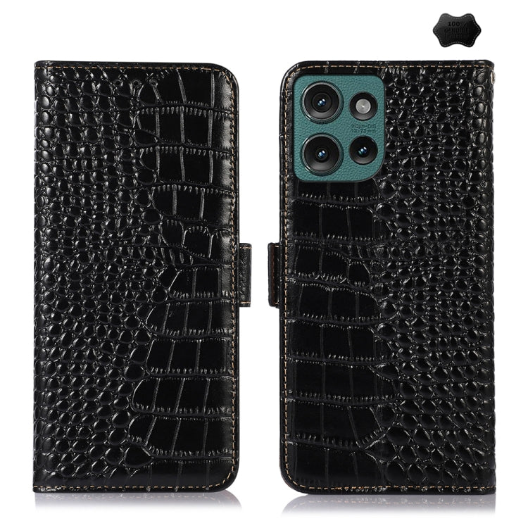 For Motorola Edge 50 Neo Crocodile Top Layer Cowhide Leather Phone Case(Black) - free shipping - PMC TechLife - Order now!