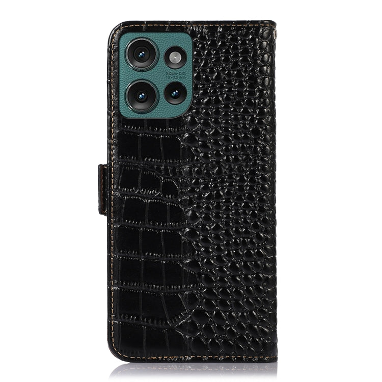 For Motorola Edge 50 Neo Crocodile Top Layer Cowhide Leather Phone Case(Black) - free shipping - PMC TechLife - Order now!