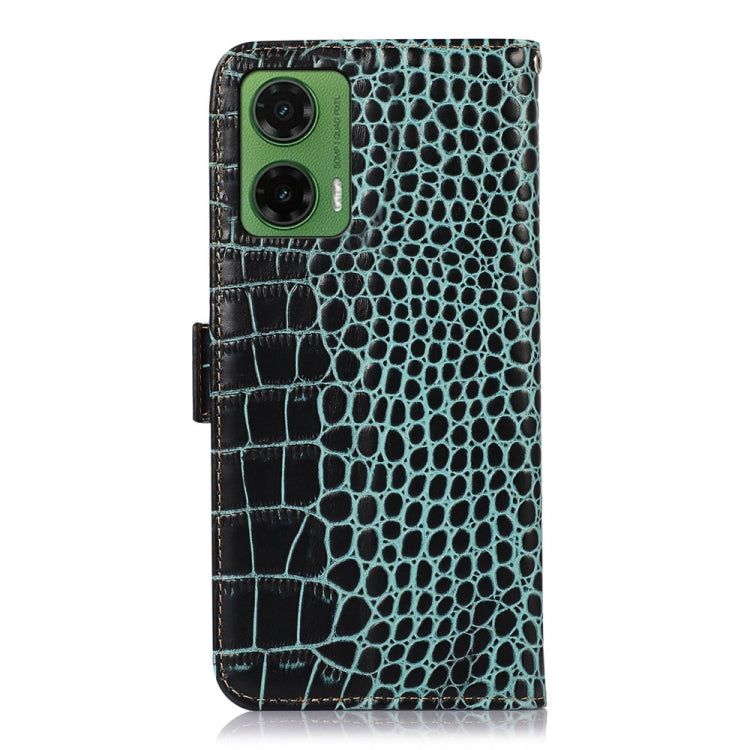 For Motorola Moto G35 Crocodile Top Layer Cowhide Leather Phone Case(Green) - Motorola Cases by PMC TechLife | Online Shopping South Africa | PMC TechLife | Buy Now Pay Later Mobicred