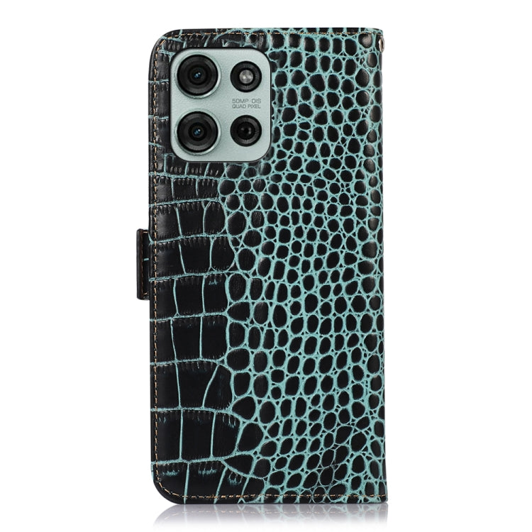 For Motorola Moto G75 5G Crocodile Top Layer Cowhide Leather Phone Case(Green) - Motorola Cases by PMC TechLife | Online Shopping South Africa | PMC TechLife | Buy Now Pay Later Mobicred