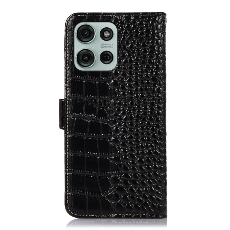 For Motorola Moto G75 5G Crocodile Top Layer Cowhide Leather Phone Case(Black) - free shipping - PMC TechLife - Order now!