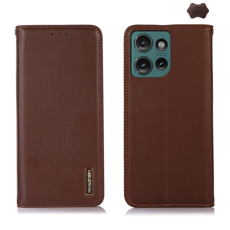 For Motorola Edge 50 Global KHAZNEH Nappa Top Layer Cowhide Leather Phone Case(Brown) - Motorola Cases by PMC TechLife | Online Shopping South Africa | PMC TechLife | Buy Now Pay Later Mobicred