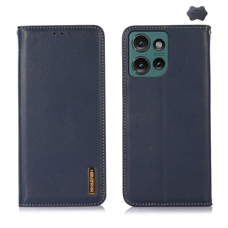 For Motorola Edge 50 Global KHAZNEH Nappa Top Layer Cowhide Leather Phone Case(Blue) - Motorola Cases by PMC TechLife | Online Shopping South Africa | PMC TechLife | Buy Now Pay Later Mobicred